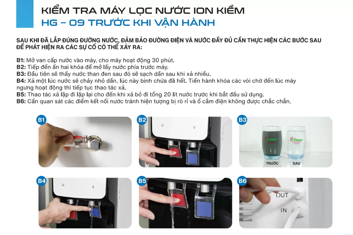 HƯỚNG DẪN SỬ DỤNG MÁY LỌC NƯỚC PRIMER HG-09
