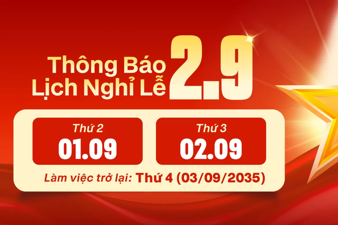 THÔNG BÁO NGHỈ LỄ QUỐC KHÁNH 02/09